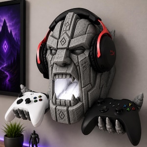 Steam Golem Gaming Wall Mount | Headset Controller Holder | RGB Lighting Stand