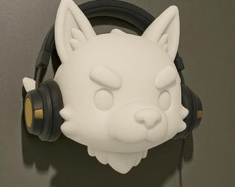 Chibi Wolf Headphone Mount | Gaming Headset Wall Holder