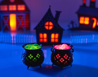 Witch Cauldron Tea Light: Halloween Potion Table Centerpiece