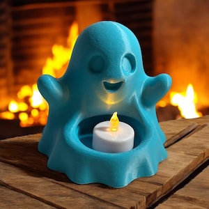 Cute Ghost Tea Light Holder | Happy Ghost Candle Stand | Halloween Ghost Decor