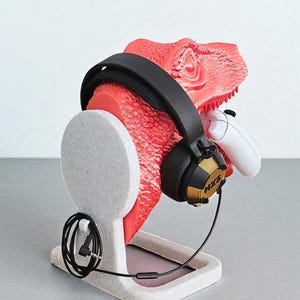 Dinosaur Headphone & Controller Stand | Gaming Accessory Display | Dino Desk Organizer image 3