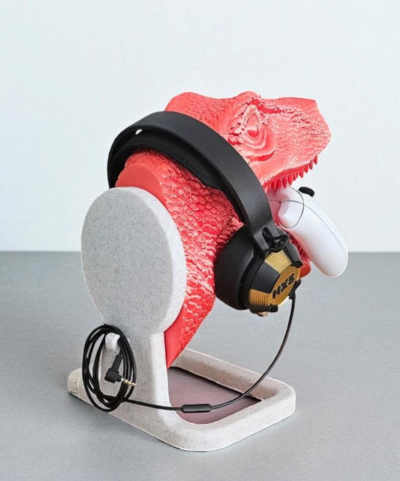 Dinosaur Headphone & Controller Stand | Gaming Accessory Display | Dino Desk Organizer image 3