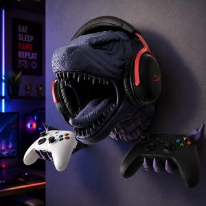 Giant Monster Gaming Wall Mount | Headphone & Controller Holder | Kaiju Gamer Decor