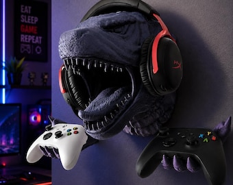 Giant Monster Gaming Wall Mount | Headphone & Controller Holder | Kaiju Gamer Decor