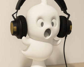 Chibi Ghost Headphone Stand: Halloween Desk Decor