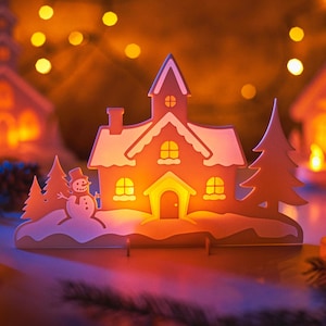 Winter House Tea Light Holder: Christmas Holiday Candle Display