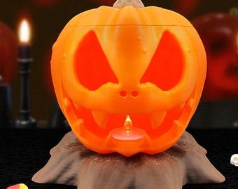 Jack O'Lantern LED Tea Light: Spooky Halloween Pumpkin Decor