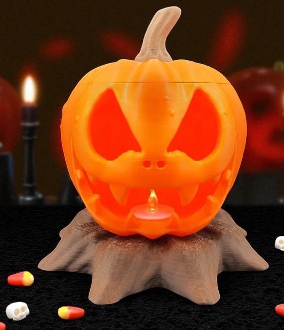 Jack O'lantern LED Tea Light: Spooky Halloween Pumpkin Decor - Etsy