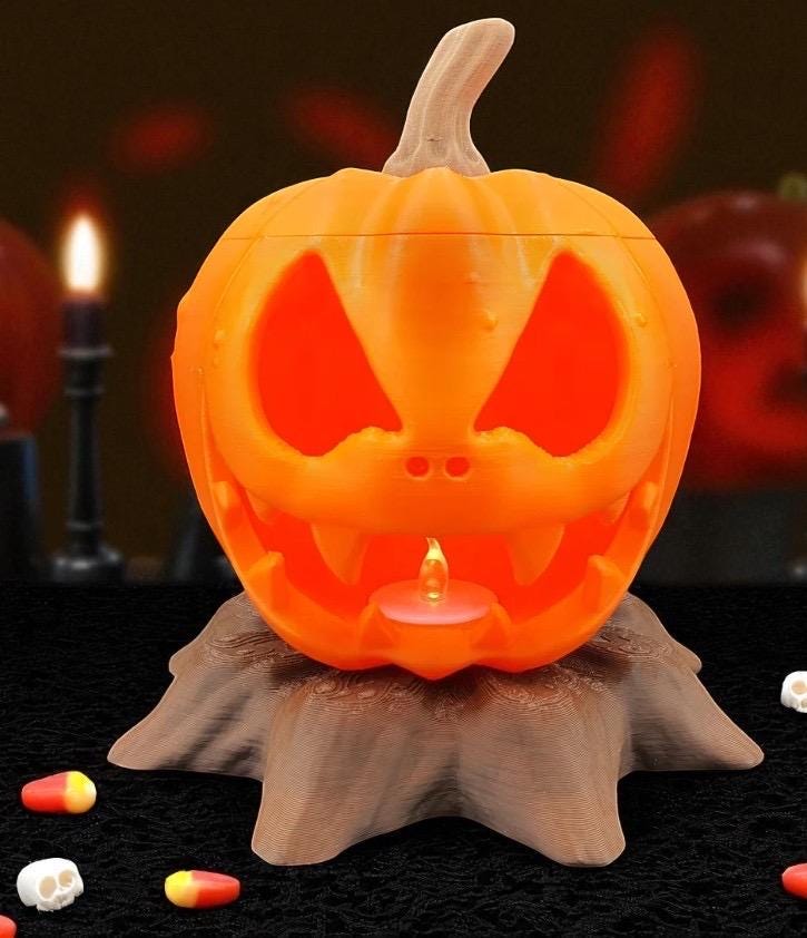 Jack O'lantern LED Tea Light: Spooky Halloween Pumpkin Decor - Etsy