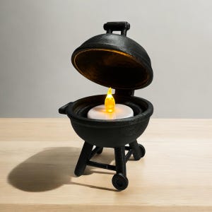 Mini BBQ Grill Tea Light Holder: Outdoor Table Decor
