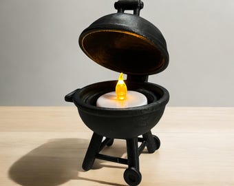 Mini BBQ Grill Tea Light Holder: Outdoor Table Decor