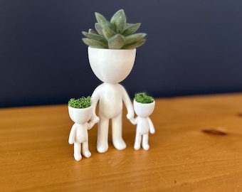 Dad & Children Succulent Planter: Father's Day Desk Decor