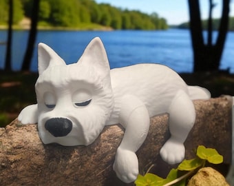 Sleeping Westie Figurine: West Highland Terrier Shelf Decor