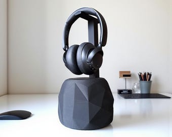 Rock Shaped Headphone Stand | Low Poly Headphone Holder | Modern Headset Display