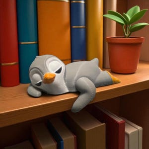 Sleeping Shelf Penguin | Cute Penguin Figurine | Winter Penguin Decor