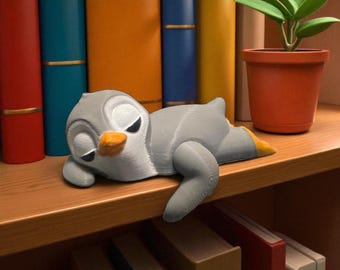 Sleeping Penguin Figurine | Cute Winter Shelf Decor