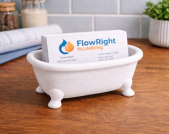 Bathtub Business Card Holder | Plumber Card Display | Bathroom & Plumbing Desk Organizer