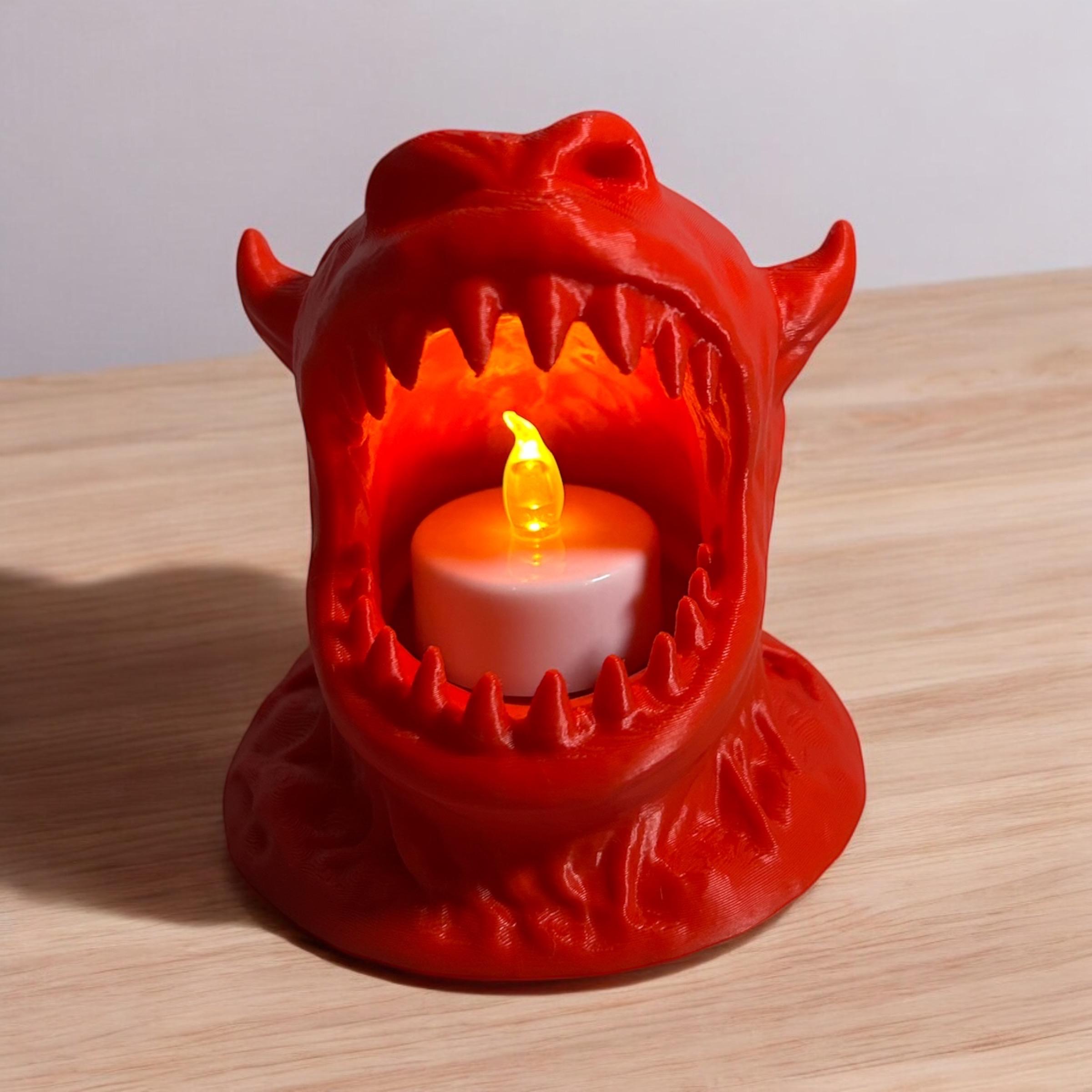 Monster Mouth Tea Light Holder: Spooky Halloween Candle Display