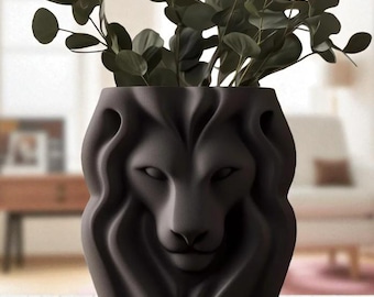 Lion Head Flower Vase: Regal Home Decor Planter Pot