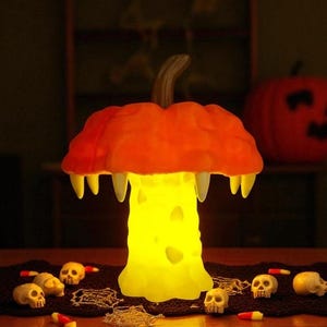 Pumpkin Mushroom Tea Light | Halloween LED Lantern | Spooky Pumpkin Mushroom Light