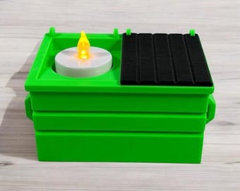 Dumpster Fire Tea Light | Funny Tea Light Candle | LED Dumpster Candle | Custom Candle Holder | Unique Desktop Decor