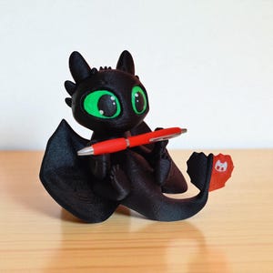 Toothless Pen Holder | Mini Desk Organizer | Cute Toothless Office Decor | Fantasy Pen Stand