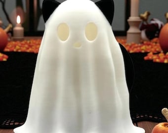 Cat Ghost LED Tea Light: Spooky Halloween Decor