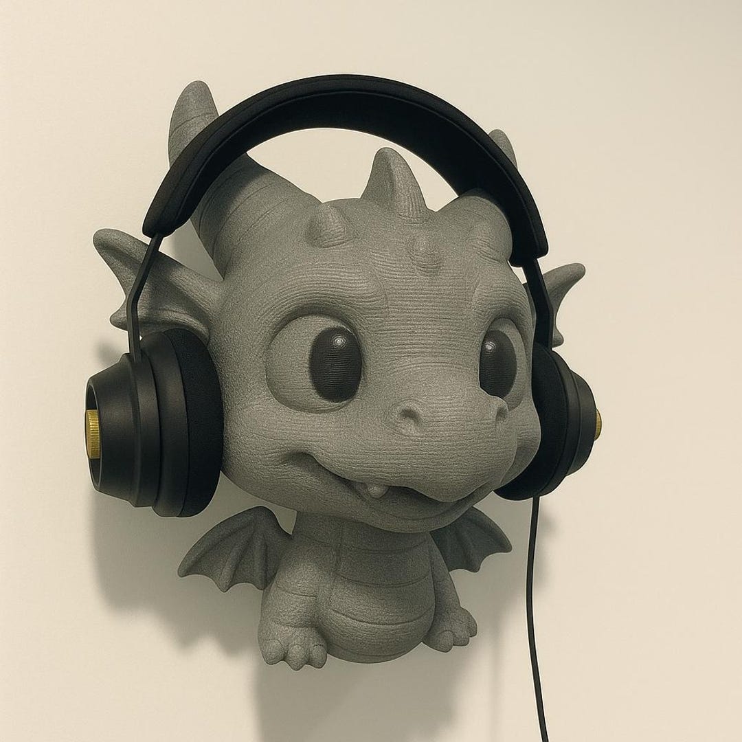 Chibi Dragon Headphone Mount | Wall Mounted Dragon Headphone Stand ...