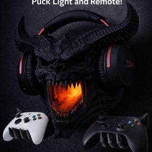 RGB Demon Headphone & Controller Wall Mount | Demon Gaming Display with LED Light image 2