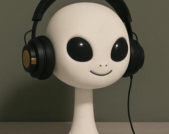 Chibi Alien Headphone Stand | Sci-Fi Gamer Desk Decor