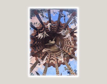 Alhambra Palace Bird Art Print – Granada Spain Ceiling (Digital Download)