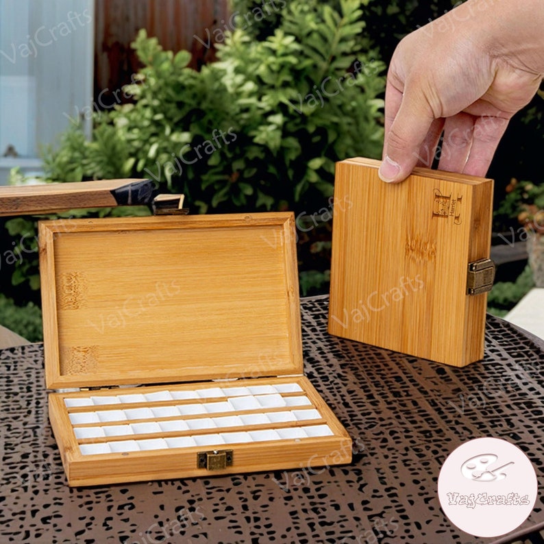 Personalized Wooden Watercolor Palette, Artist Paint Palette, Travel