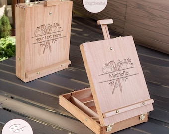 Personalised Wooden Art Box, Customizable, Gift For Artists and Creative Teachers / Student, Wooden Eco Friendly Art Supplies, Artist Gifts