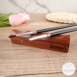 Personalized Wooden Paint Brush Holder, Paint Brush Rest and Paperweight, Artist Organizer, Customizable Gift for Artists, Gift for Painter