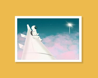 Wall Art Astronaut Print, Room Decor Print Illustration, Astronaut Space Art, Digital Art Print, Poster Astronaut Art