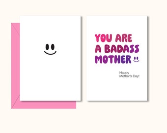 Happy Mother's Day card, printable Mother's Day card, gifts for mom, funny Mother's Day card, badass mother greeting card digital download.