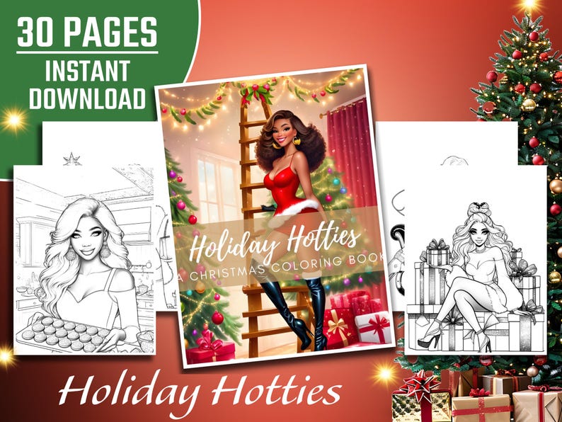 Christmas Adult Coloring Pages for Relaxation, Printable Festive ...
