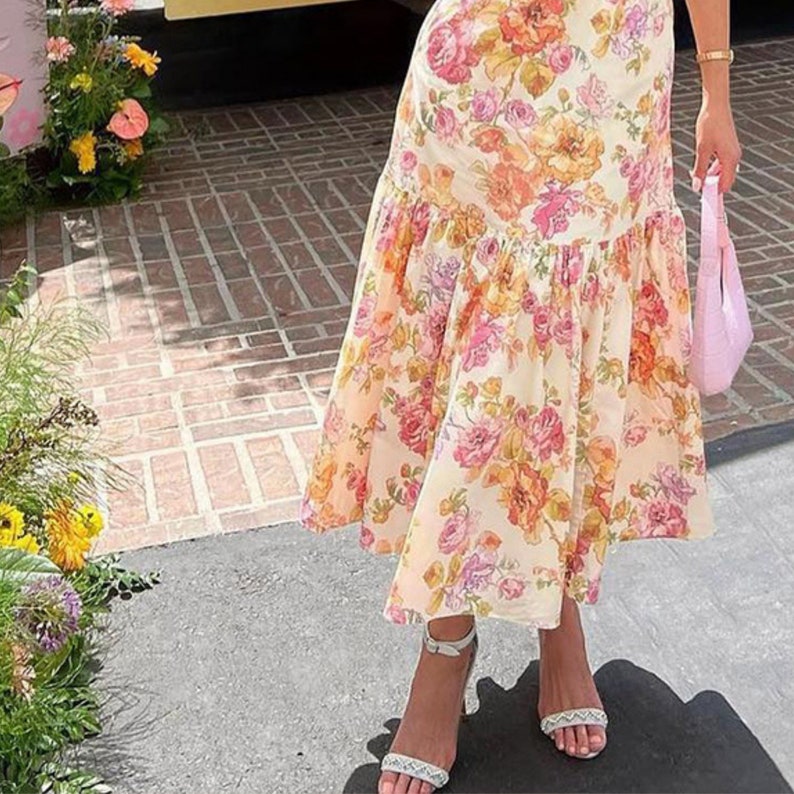 Floral Long Dress Off Shoulder Fashion Flower Wear High Split Cloth image 4