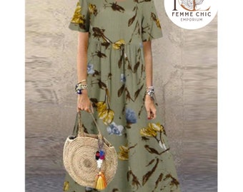 Women Floral Printed Short Sleeve | Ladies Boho Dress | Comfortable Wear