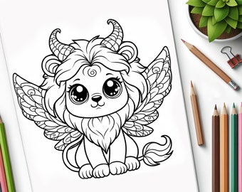 Set of 50 fantasy animal Coloring Pages easy coloring page printable fantasy animals colorin book dragoons magic animals