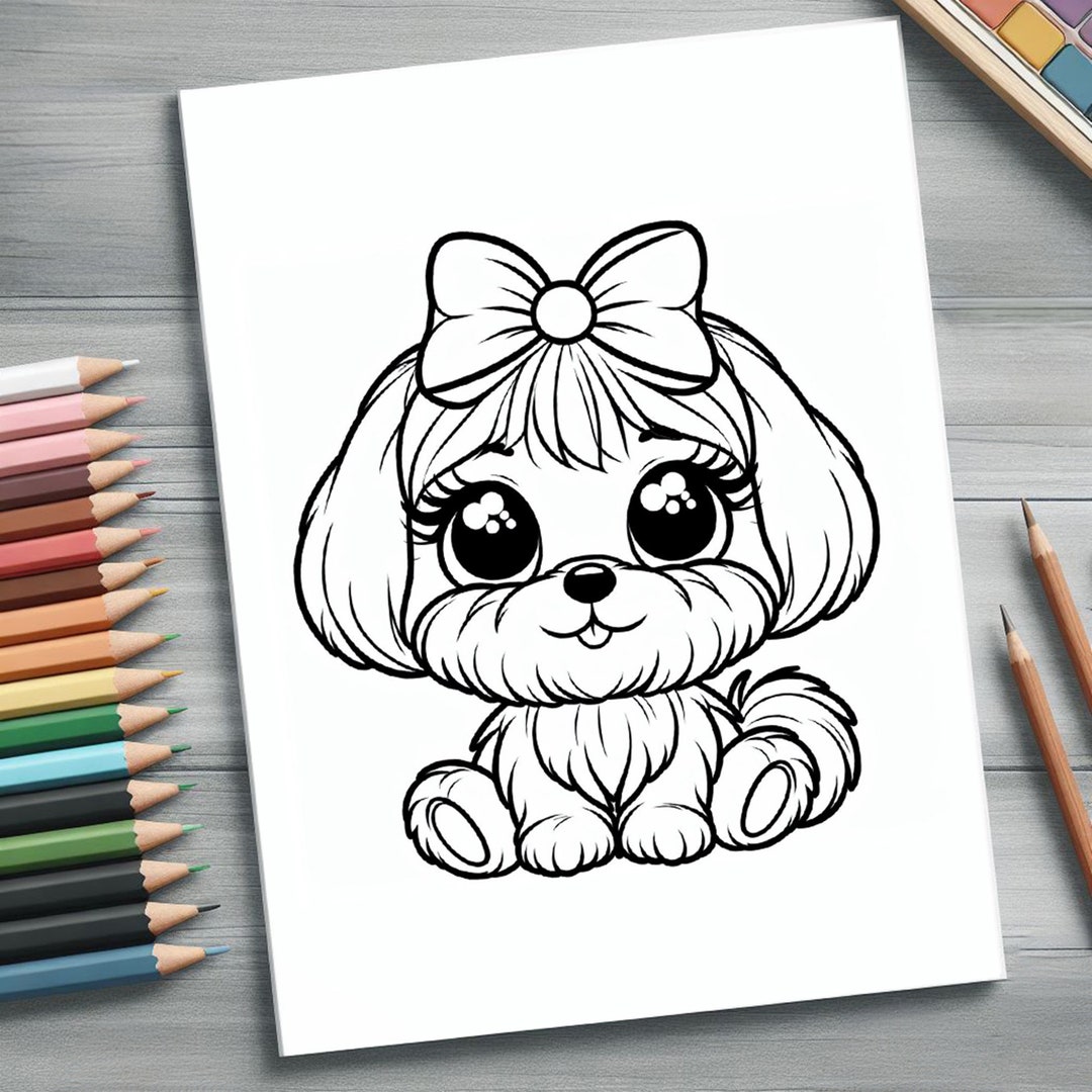 Set of 60 Dog Coloring Pages. Easy Coloring. Printable Cat Coloring