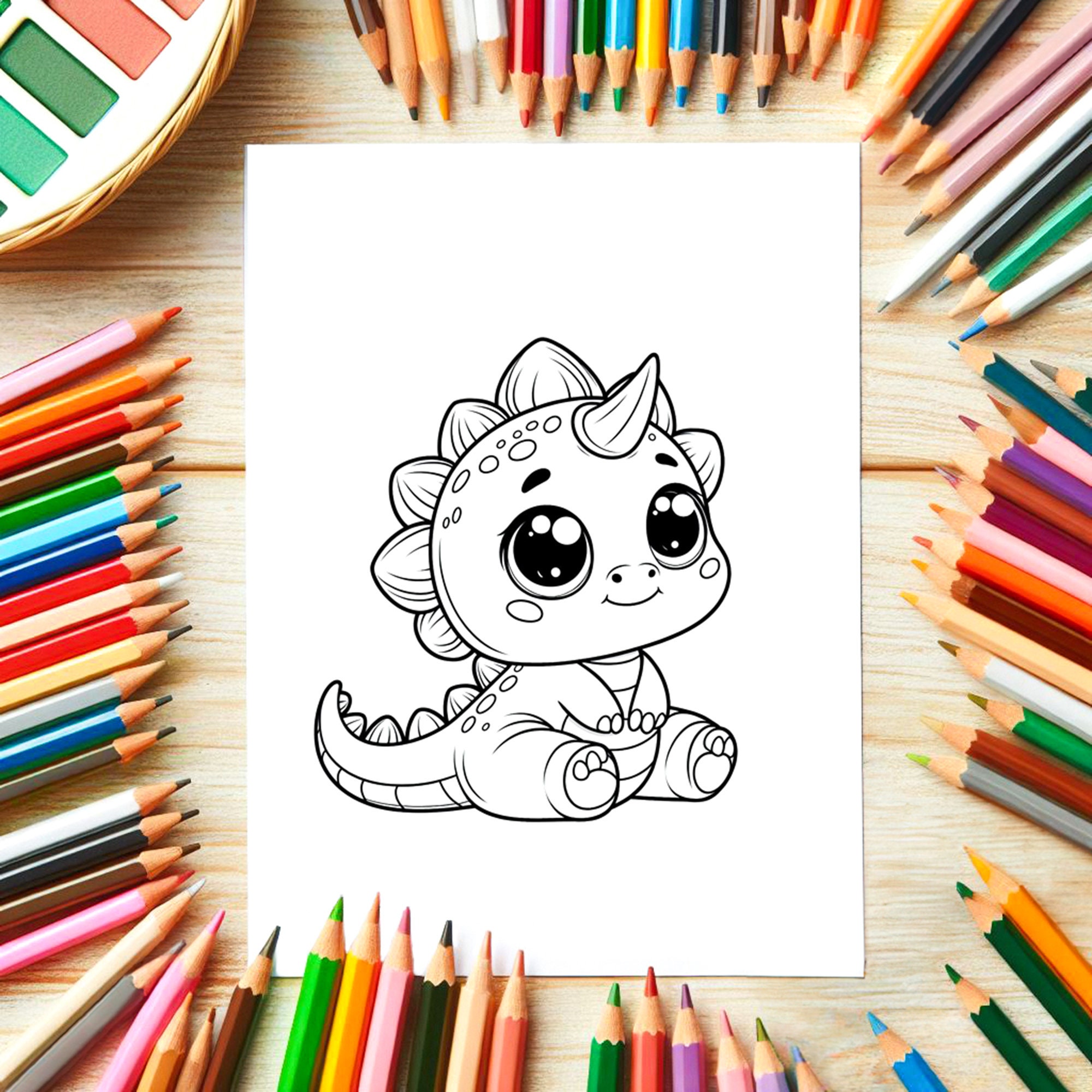 Set of 55 Dinosour Coloring Pages Easy Coloring Page Printable Animals