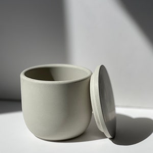 Round smooth cement jar with lid | 14oz | Organization jar | Handmade storage cement jar | cement jar | Modern jar