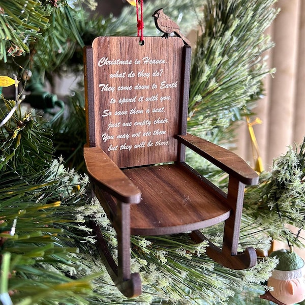 Christmas In Heaven Ornament | Memorial Rocking Chair, Cardinal Bird