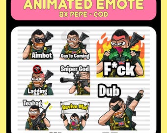 FPS Gamer Animated Emote Pack: Tactical Meme Emotes (Digital Download)