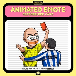 Emote animée Pepe Referee CARTON ROUGE | Emote drôle de football pour Twitch et Discord | Téléchargement numérique