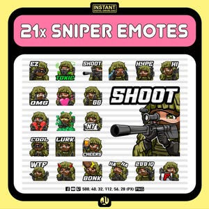 21 emotikonów snajpera | Twitch, Discord, Youtube (PNG, pobieranie cyfrowe)
