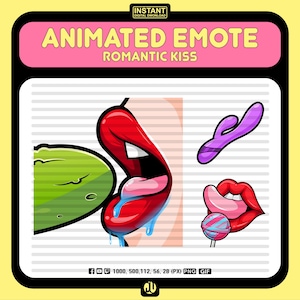 Animerade emotes med romantiska kyssar | Rolig och flörtig GIF för Twitch och Discord | Digital nedladdning