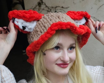 Aesthetic Knitted Cat Ear Hat | Y2k Cat Beanie | Handmade Harajuku Style Hat