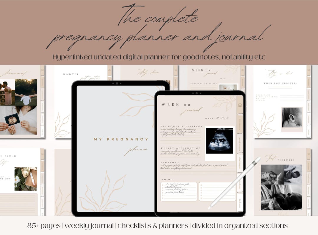 Digital Pregnancy Planner With Checklists and Pregnancy Journal | Diary for Pregnancy Memory ...